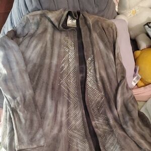 Vocal Grayish Brown tie Dye Women's Jacket with Embellishments